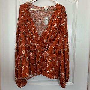 River Island Plus peplum printed top